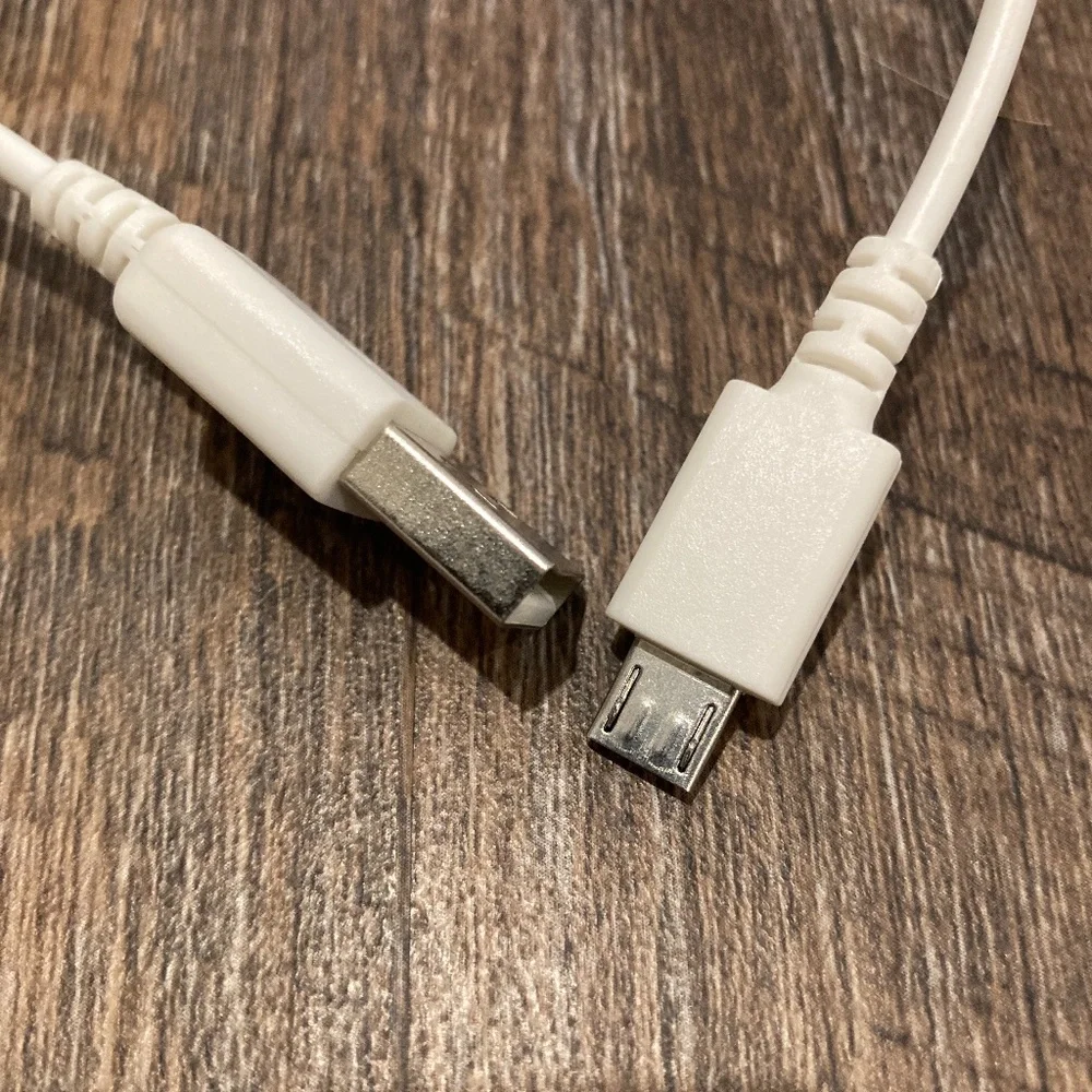 USB Micro USB Cable Charger Cord, White, 11 in